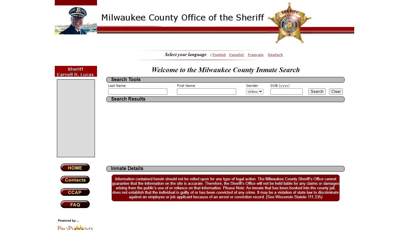 :: Milwaukee County :: Inmate Locator